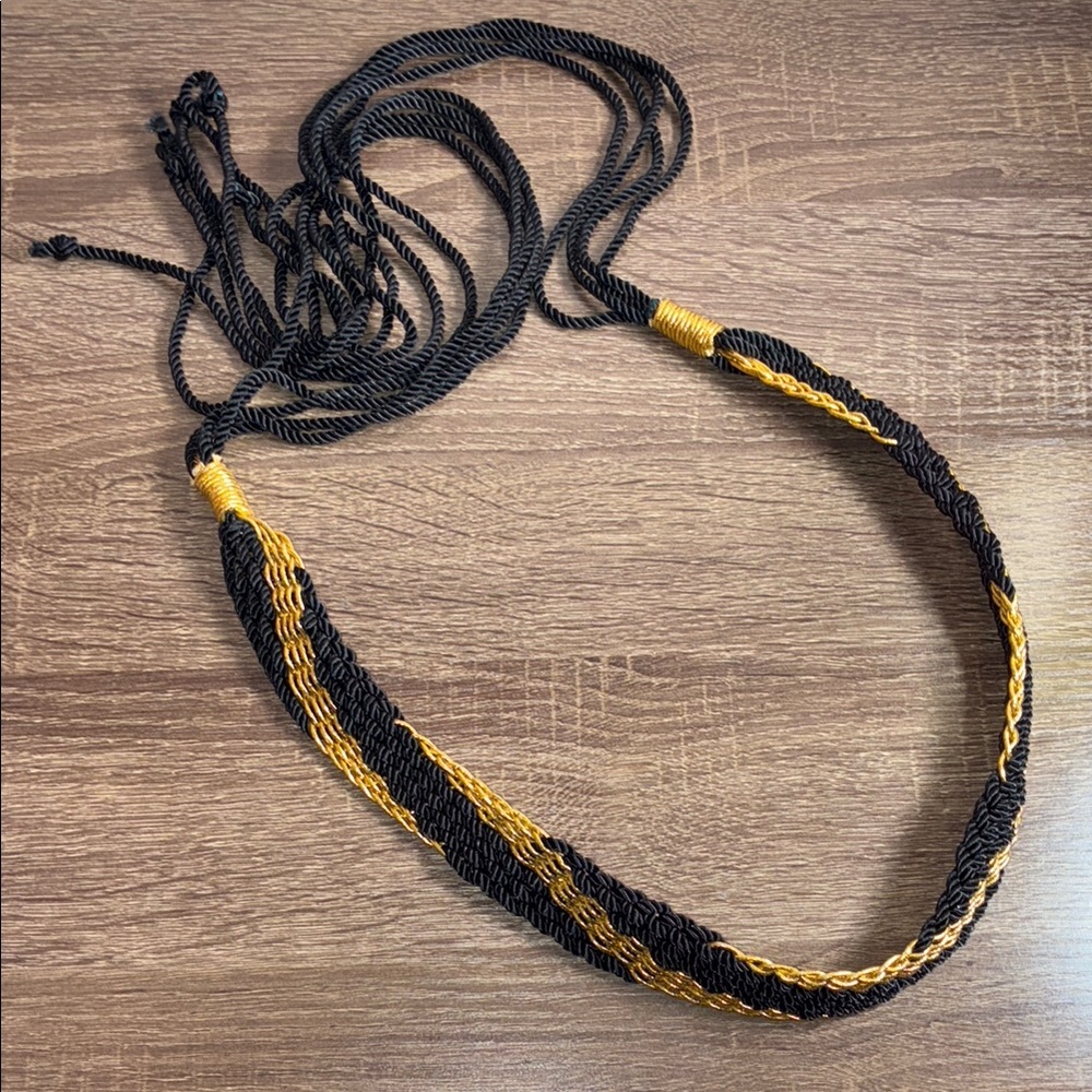 Vintage Y2K Black and Gold Braided Belt Medium